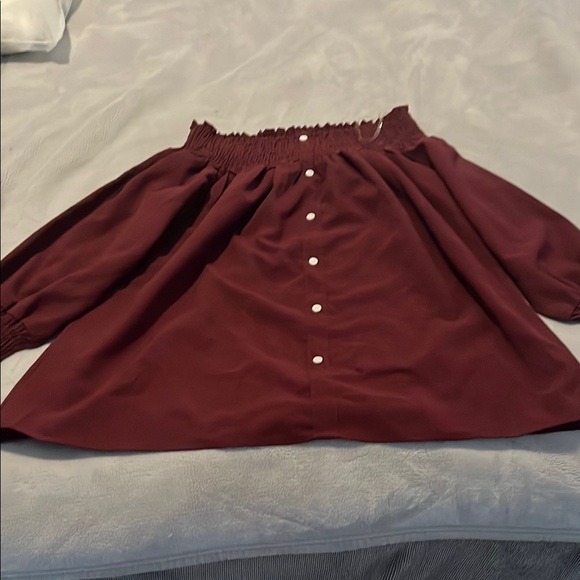 axis Tops - NWT Axis Burgundy Off-Shoulder Women's Top
